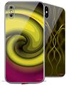 2 Decal style Skin Wraps set compatible with Apple iPhone X and XS Alecias Swirl 01 Yellow