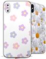 2 Decal style Skin Wraps set compatible with Apple iPhone X and XS Pastel Flowers