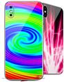 2 Decal style Skin Wraps set compatible with Apple iPhone X and XS Rainbow Swirl