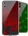 2 Decal style Skin Wraps set compatible with Apple iPhone X and XS Spider Web