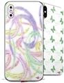 2 Decal style Skin Wraps set compatible with Apple iPhone X and XS Neon Swoosh on White
