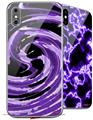 2 Decal style Skin Wraps set compatible with Apple iPhone X and XS Alecias Swirl 02 Purple