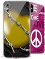 2 Decal style Skin Wraps set compatible with Apple iPhone X and XS Barbwire Heart Yellow