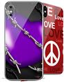2 Decal style Skin Wraps set compatible with Apple iPhone X and XS Barbwire Heart Purple