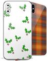 2 Decal style Skin Wraps set compatible with Apple iPhone X and XS Christmas Holly Leaves on White