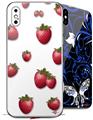 2 Decal style Skin Wraps set compatible with Apple iPhone X and XS Strawberries on White