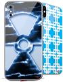 2 Decal style Skin Wraps set compatible with Apple iPhone X and XS Radioactive Blue