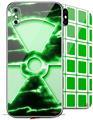 2 Decal style Skin Wraps set compatible with Apple iPhone X and XS Radioactive Green