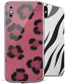 2 Decal style Skin Wraps set compatible with Apple iPhone X and XS Leopard Skin Pink