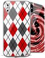 2 Decal style Skin Wraps set compatible with Apple iPhone X and XS Argyle Red and Gray