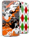 2 Decal style Skin Wraps set compatible with Apple iPhone X and XS Halloween Ghosts