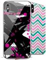 2 Decal style Skin Wraps set compatible with Apple iPhone X and XS Abstract 02 Pink