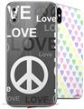 2 Decal style Skin Wraps set compatible with Apple iPhone X and XS Love and Peace Gray
