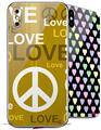 2 Decal style Skin Wraps set compatible with Apple iPhone X and XS Love and Peace Yellow