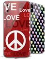 2 Decal style Skin Wraps set compatible with Apple iPhone X and XS Love and Peace Red