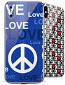 2 Decal style Skin Wraps set compatible with Apple iPhone X and XS Love and Peace Blue