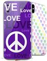 2 Decal style Skin Wraps set compatible with Apple iPhone X and XS Love and Peace Purple