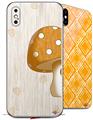 2 Decal style Skin Wraps set compatible with Apple iPhone X and XS Mushrooms Orange