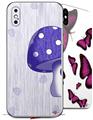 2 Decal style Skin Wraps set compatible with Apple iPhone X and XS Mushrooms Purple