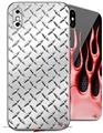 2 Decal style Skin Wraps set compatible with Apple iPhone X and XS Diamond Plate Metal