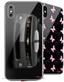 2 Decal style Skin Wraps set compatible with Apple iPhone X and XS 2010 Chevy Camaro Cyber Gray - White Stripes on Black