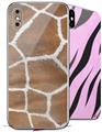 2 Decal style Skin Wraps set compatible with Apple iPhone X and XS Giraffe 02