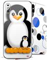 2 Decal style Skin Wraps set compatible with Apple iPhone X and XS Penguins on White