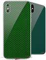 2 Decal style Skin Wraps set compatible with Apple iPhone X and XS Carbon Fiber Green