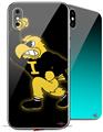 2 Decal style Skin Wraps set compatible with Apple iPhone X and XS Iowa Hawkeyes Herky on Black