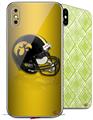 2 Decal style Skin Wraps set compatible with Apple iPhone X and XS Iowa Hawkeyes Helmet