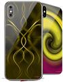 2 Decal style Skin Wraps set compatible with Apple iPhone X and XS Abstract 01 Yellow