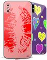 2 Decal style Skin Wraps set compatible with Apple iPhone X and XS Big Kiss Red Lips on Pink