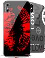 2 Decal style Skin Wraps set compatible with Apple iPhone X and XS Big Kiss Red Lips on Black
