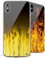 2 Decal style Skin Wraps set compatible with Apple iPhone X and XS Fire Yellow