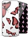 2 Decal style Skin Wraps set compatible with Apple iPhone X and XS Butterflies Pink