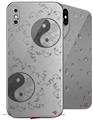 2 Decal style Skin Wraps set compatible with Apple iPhone X and XS Feminine Yin Yang Gray
