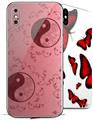 2 Decal style Skin Wraps set compatible with Apple iPhone X and XS Feminine Yin Yang Red