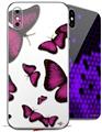 2 Decal style Skin Wraps set compatible with Apple iPhone X and XS Butterflies Purple