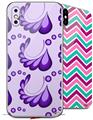 2 Decal style Skin Wraps set compatible with Apple iPhone X and XS Petals Purple