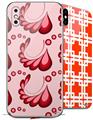 2 Decal style Skin Wraps set compatible with Apple iPhone X and XS Petals Red