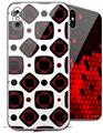 2 Decal style Skin Wraps set compatible with Apple iPhone X and XS Red And Black Squared