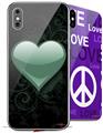 2 Decal style Skin Wraps set compatible with Apple iPhone X and XS Glass Heart Grunge Seafoam Green