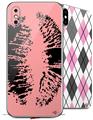 2 Decal style Skin Wraps set compatible with Apple iPhone X and XS Big Kiss Black on Pink