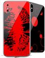 2 Decal style Skin Wraps set compatible with Apple iPhone X and XS Big Kiss Black on Red