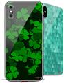 2 Decal style Skin Wraps set compatible with Apple iPhone X and XS St Patricks Clover Confetti
