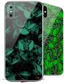 2 Decal style Skin Wraps set compatible with Apple iPhone X and XS Skulls Confetti Seafoam Green