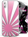 2 Decal style Skin Wraps set compatible with Apple iPhone X and XS Rising Sun Japanese Flag Pink