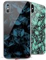2 Decal style Skin Wraps set compatible with Apple iPhone X and XS Skulls Confetti Blue