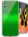 2 Decal style Skin Wraps set compatible with Apple iPhone X and XS Simulated Brushed Metal Green
