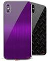 2 Decal style Skin Wraps set compatible with Apple iPhone X and XS Simulated Brushed Metal Purple